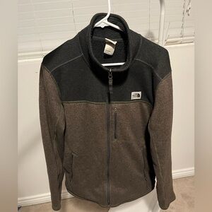 The North Face Fleece Jacket Mens Large Brown Black Full Zip Outdoor Sherpa